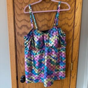 Torrid Swim Tankini Top and High Rise Brief Bottom Size 4. Mermaid